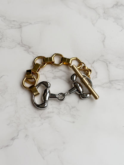 NEW!! Two Tone Horsebit Toggle Bracelet