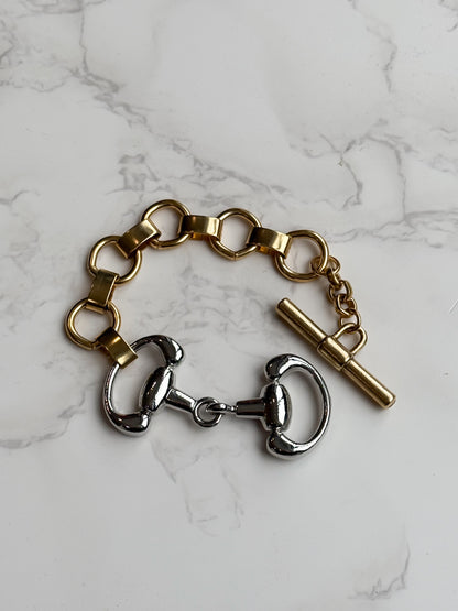 NEW!! Two Tone Horsebit Toggle Bracelet