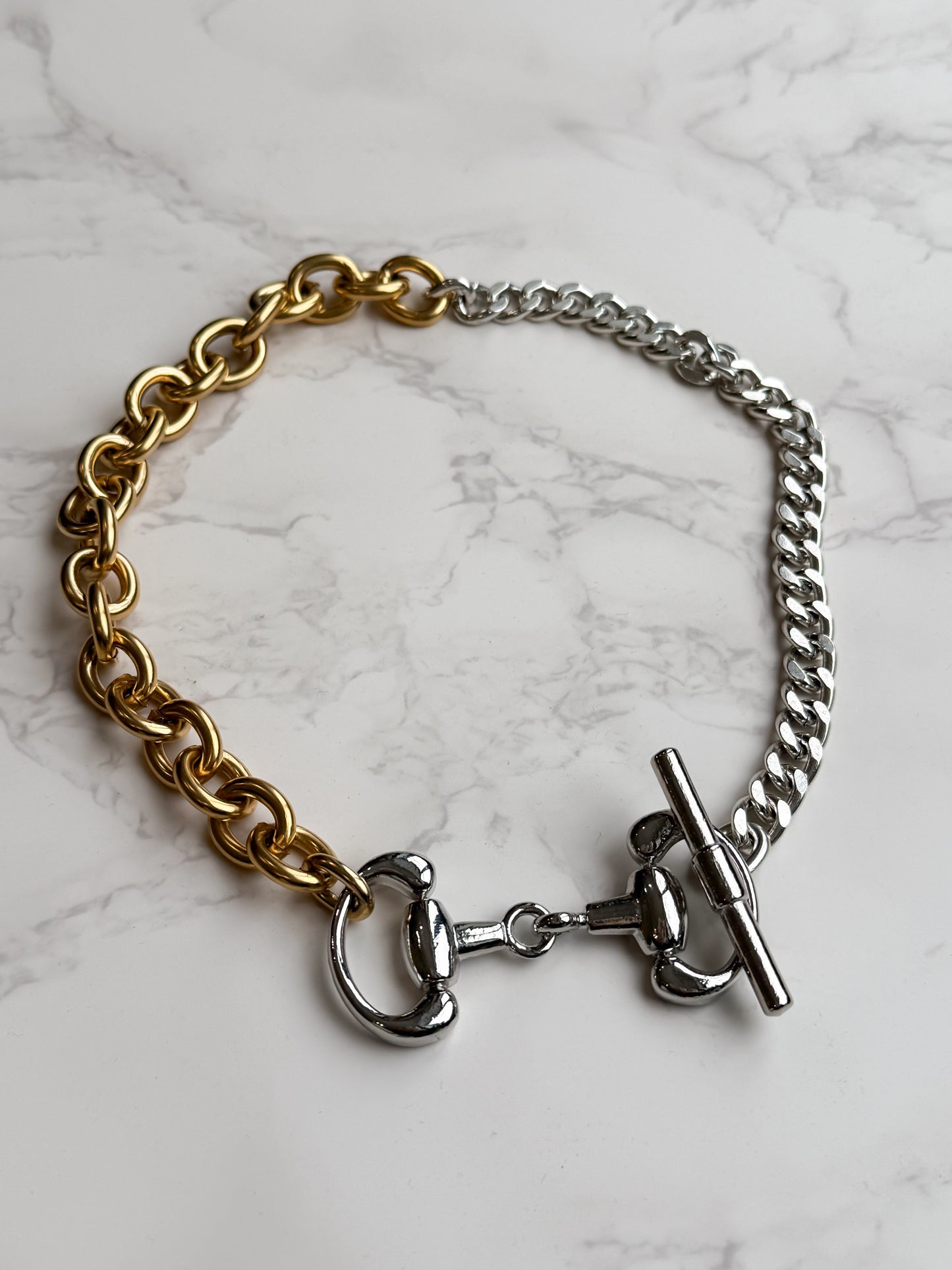 NEW!! Two Tone Snaffle Bit Toggle Necklace