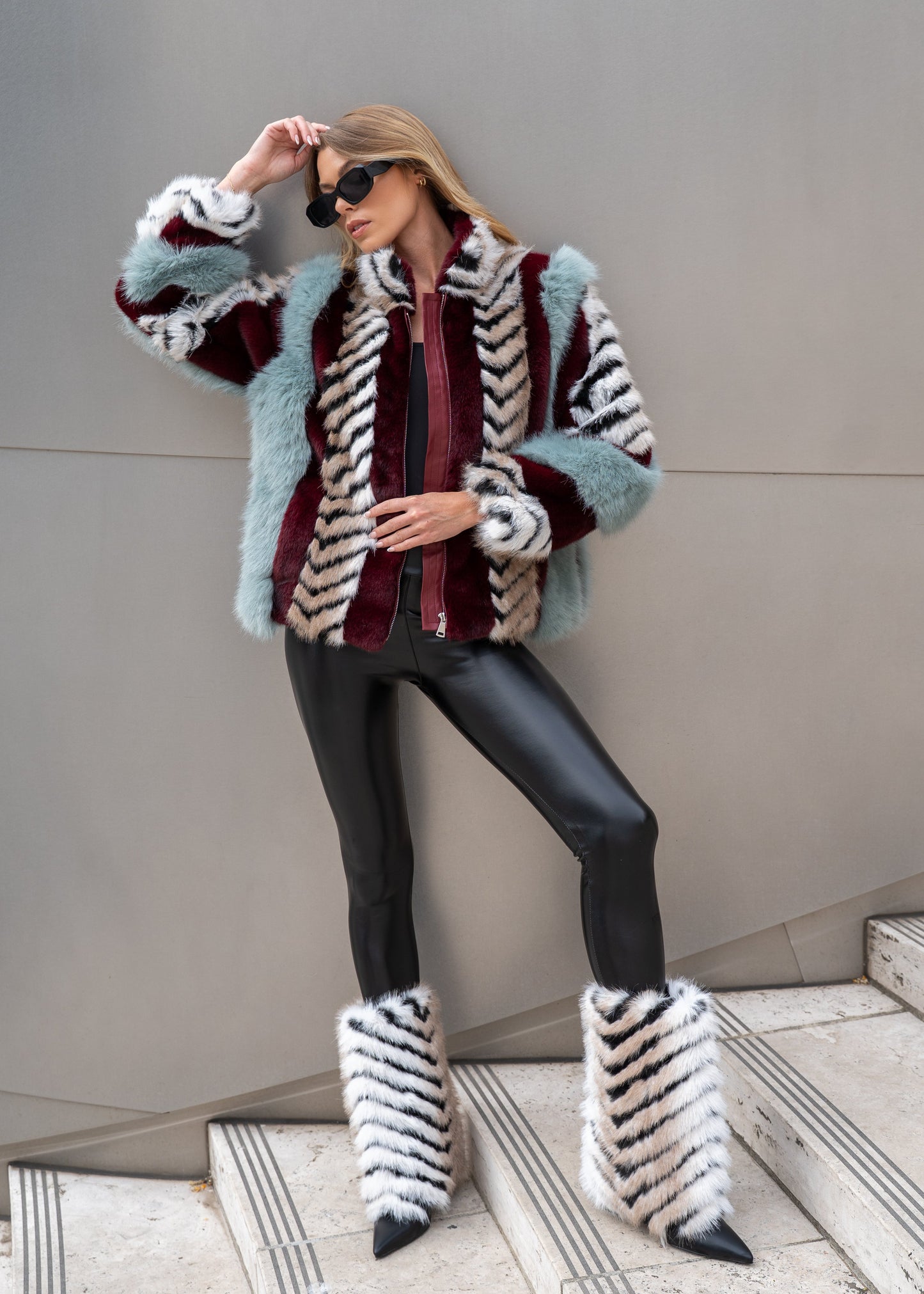 Inez Faux Fur Jacket in Multi - PRE ORDER