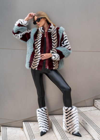 Inez Faux Fur Jacket in Multi - PRE ORDER