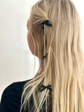 AS SEEN ON ALLISON CLAIRE! Satin Bow and Rhinestone Chain Hair Clip in Black