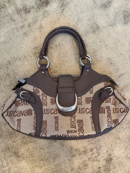 NEW!! Vintage Just Cavalli Brown Leather and Canvas Purse