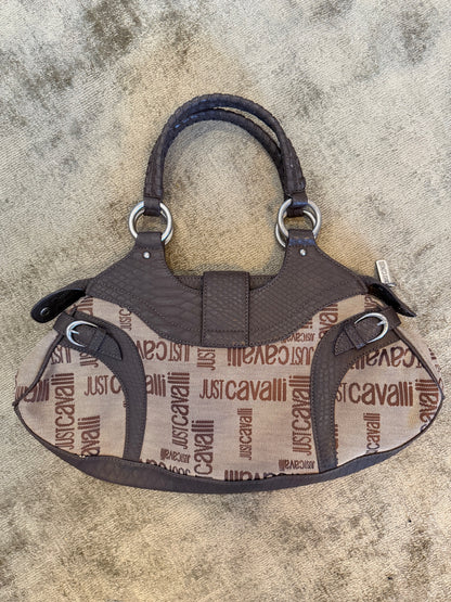 NEW!! Vintage Just Cavalli Brown Leather and Canvas Purse