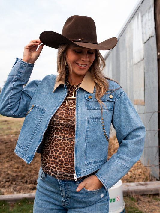 NEW!! "Prime Time" Cropped Denim Barn Jacket