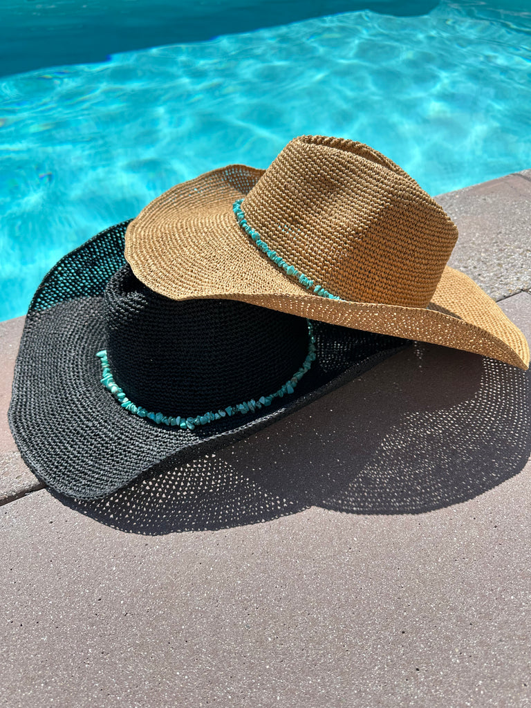 NEW!! Arizona Turquoise Straw Cowboy Hat in Tan