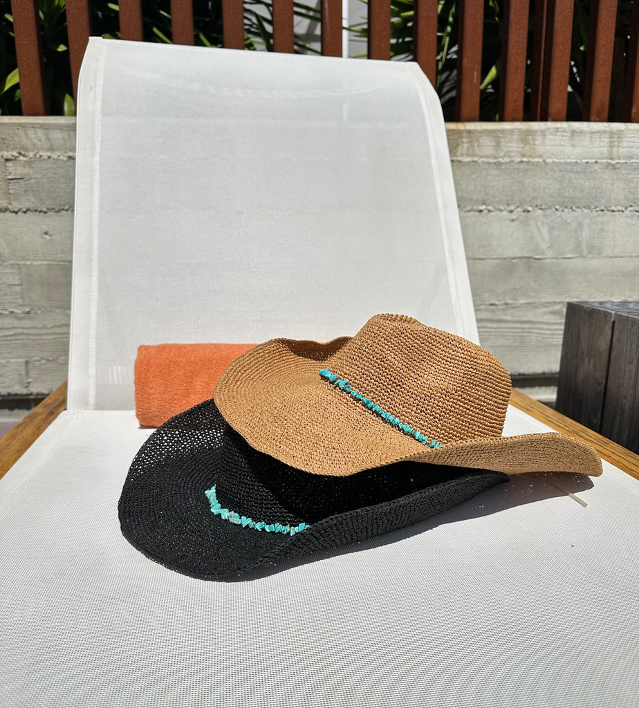 NEW!! Arizona Turquoise Straw Cowboy Hat in Tan