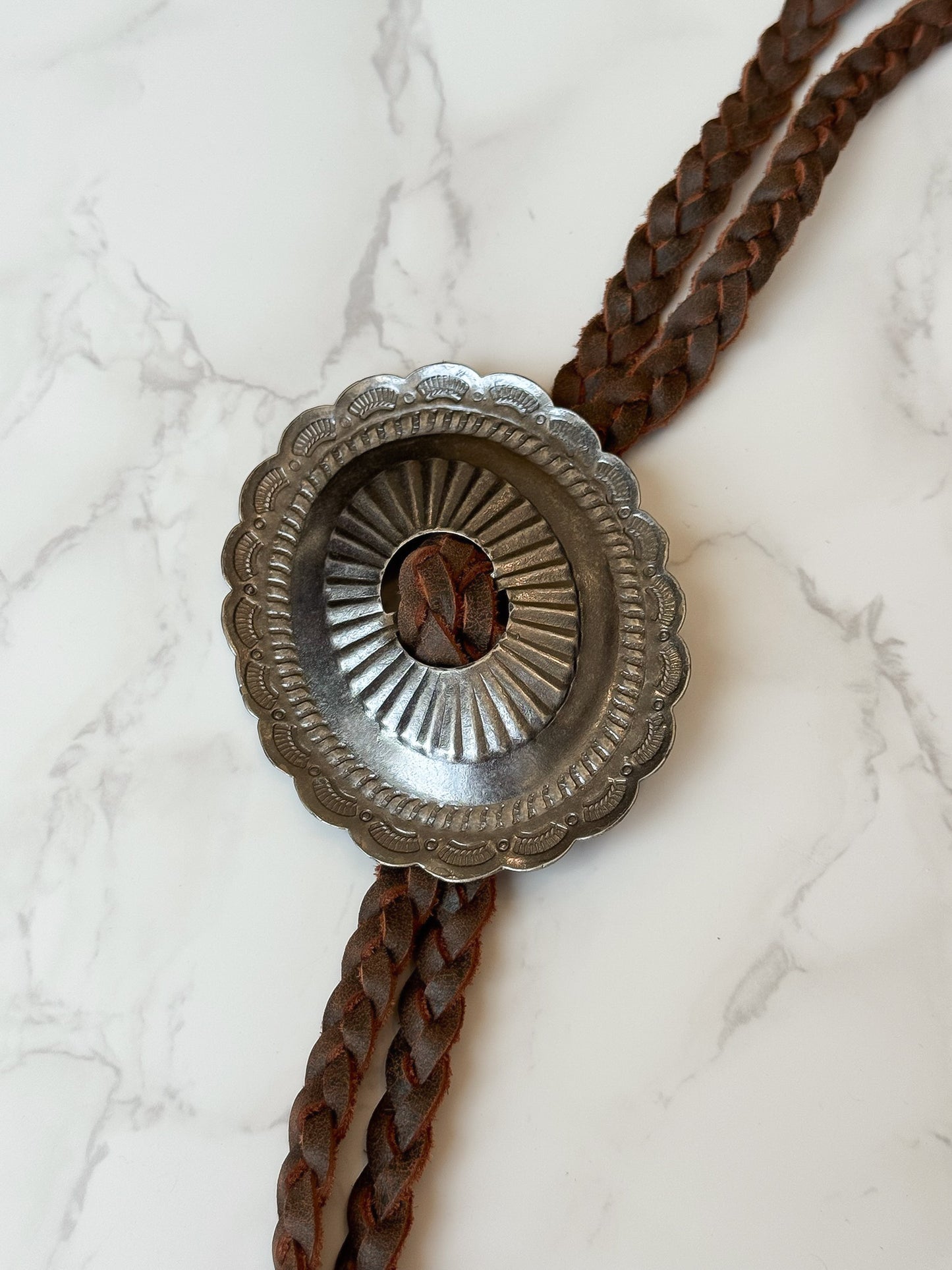 NEW!! Western Braided Sterling Silver Bolo Tie in Brown