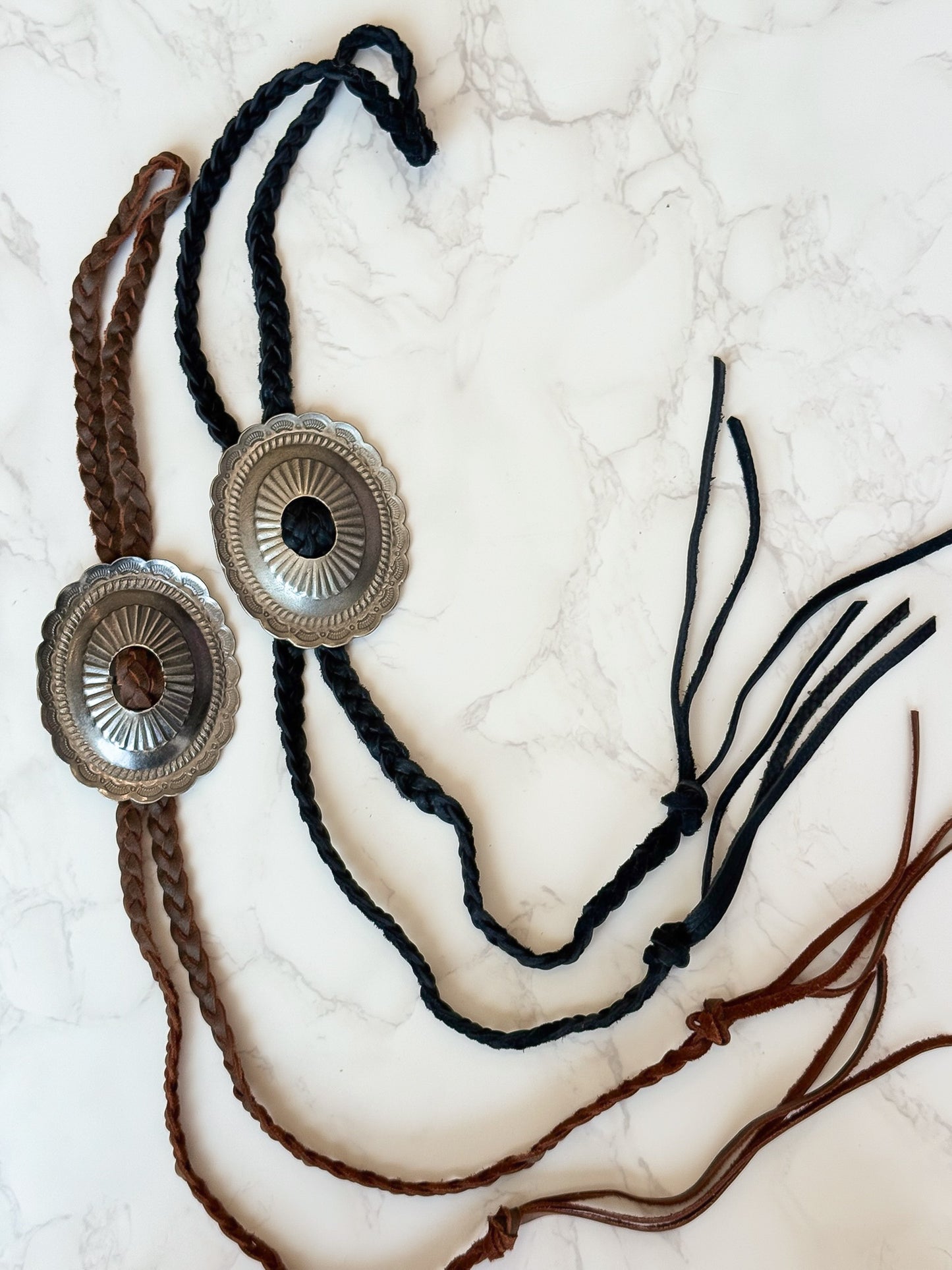 NEW!! Western Braided Sterling Silver Bolo Tie in Black