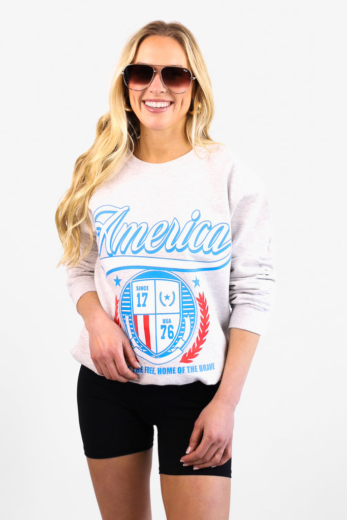 NEW!! "America" Sweatshirt in Grey