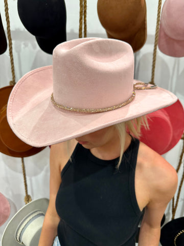 NEW!! The Dolly Faux Suede Cowboy Hat in Light Pink