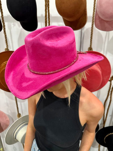 NEW!! The Dolly Faux Suede Cowboy Hat in Hot Pink