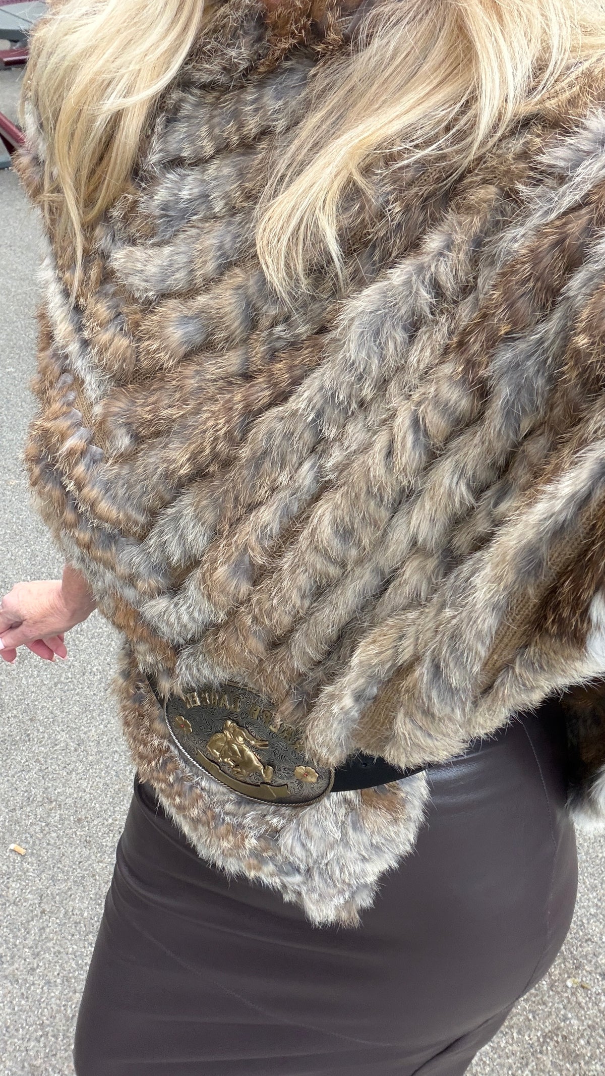 LIMITED EDITION! Vintage Knitted Rabbit Fur Poncho in Dyed Neutral