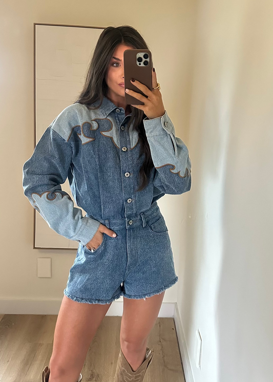 NEW!! The Outlaw Denim Western Romper