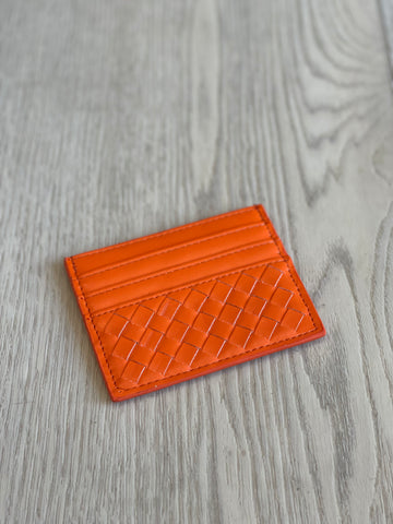 Quilted Card Wallet in Orange