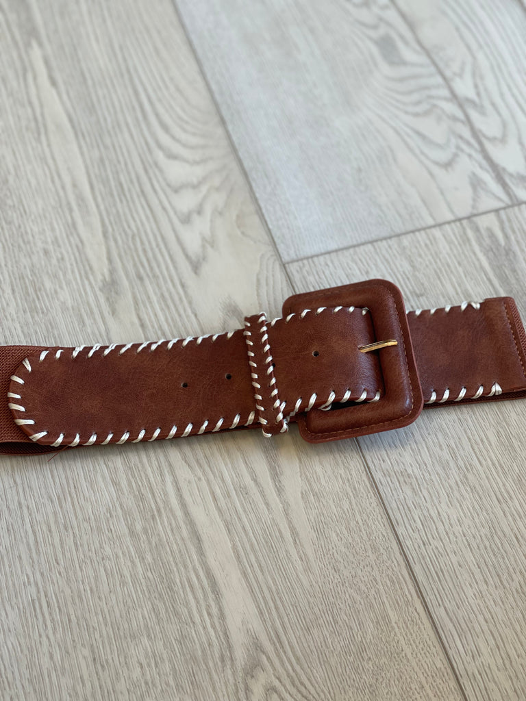 FINAL SALE!! Stitched Wide Leather Belt in 4 Colors!