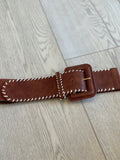 Stitched Wide Leather Belt in 4 Colors!