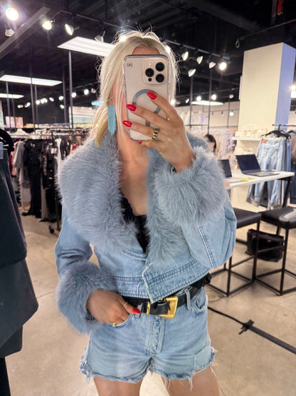 NEW!! Harley Fur Trim Denim Jacket in Denim
