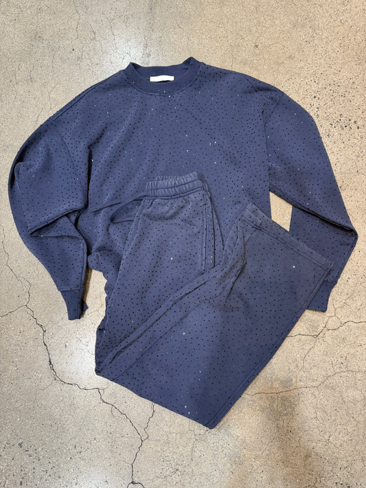NEW!! "Off Duty" Rhinestone Sweatshirt in Navy - PREORDER