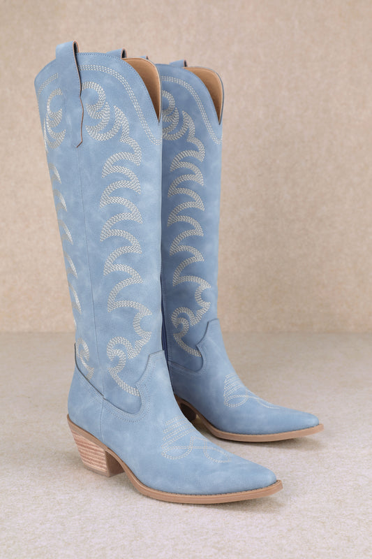 NEW!! Faye Denim Suede Cowboy Boot