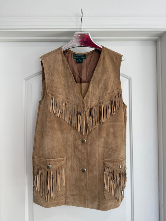 Vintage Ralph Lauren Suede Fringe Vest SIze Small