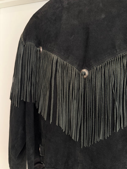 Vintage Black Suede Fringe Jacket Size M/L