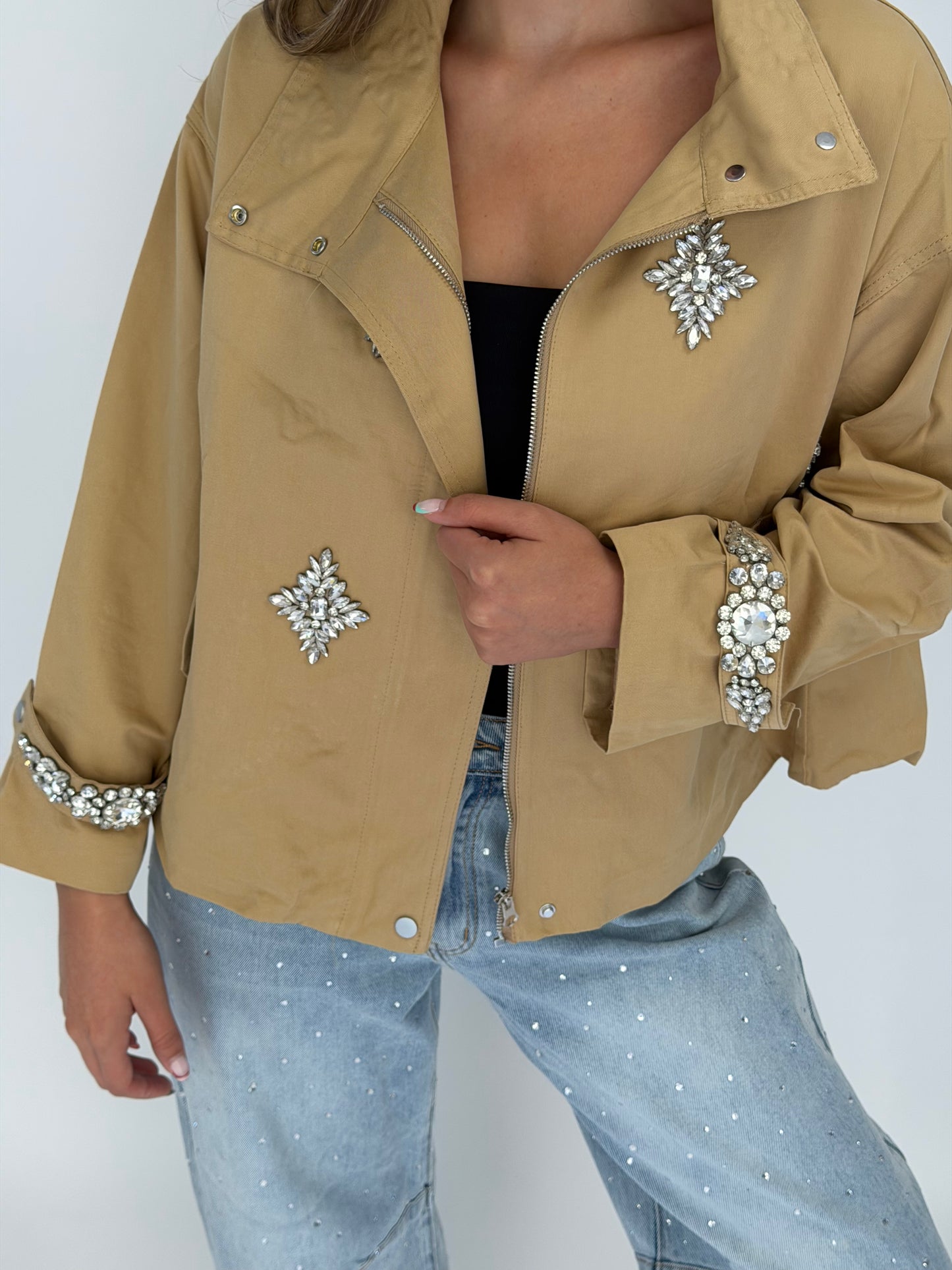 Crystal Embellished Utility Jacket