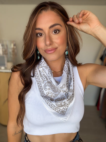 NEW!! Rhinestone Bandana in White