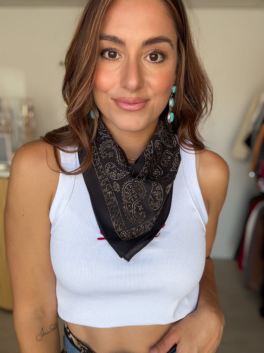 NEW!! Rhinestone Bandana in Black