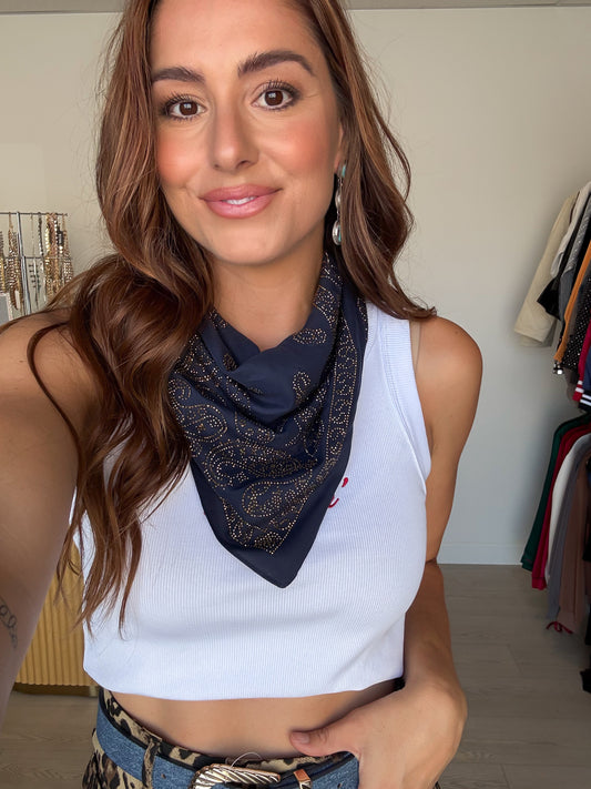 NEW!! Rhinestone Bandana in Navy