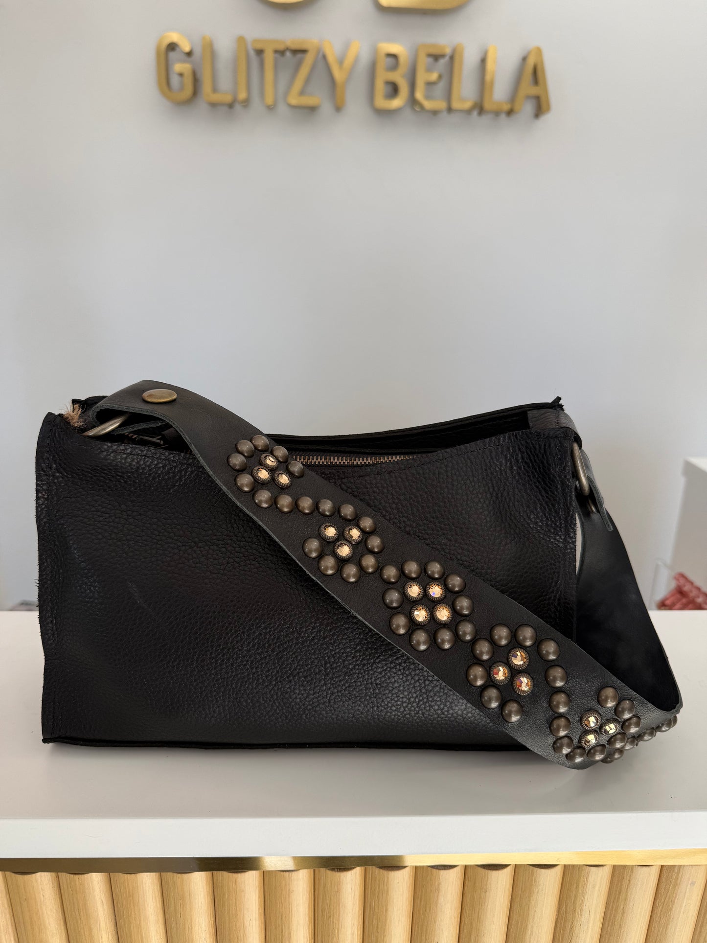 The "Bella" Mini Bag in Black w/ Black Strap