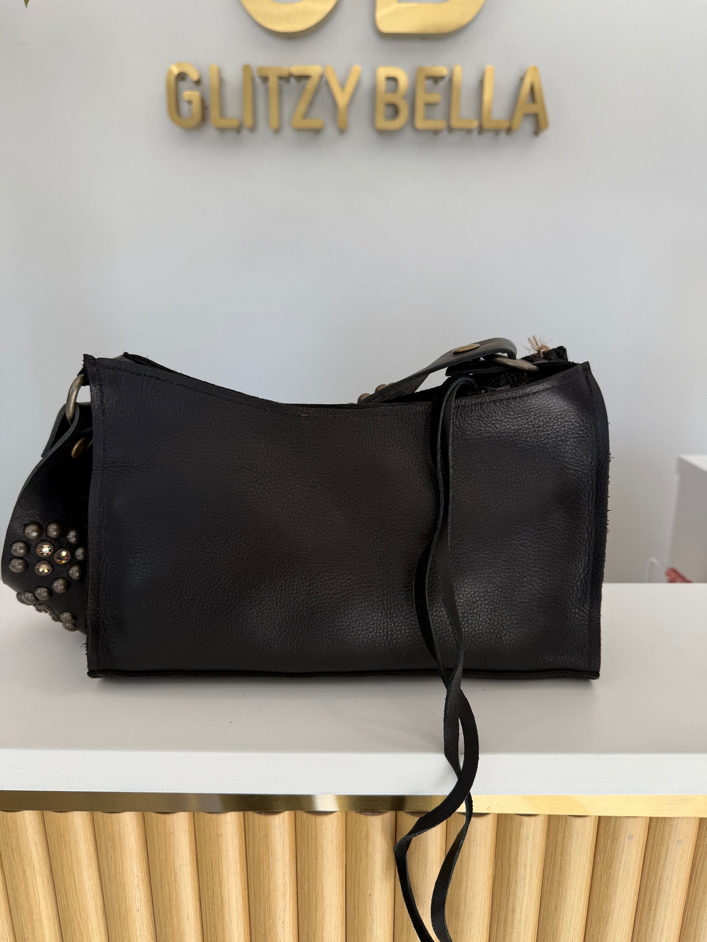 The "Bella" Mini Bag in Black w/ Black Strap