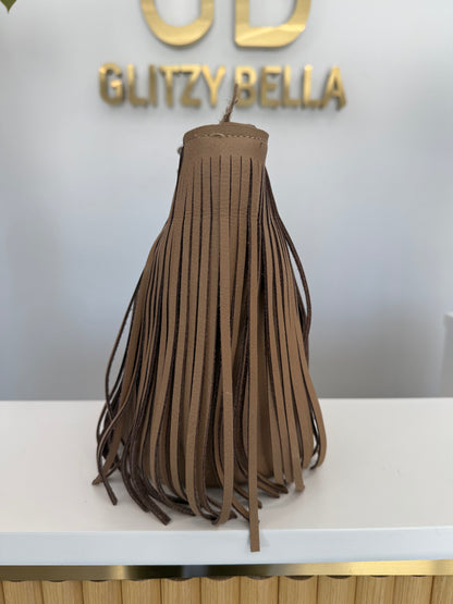 Nude Fringe Bucket Bag in Mini w/ Strap