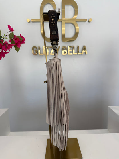 Ivory Fringe Crossbody w/ Brown Strap