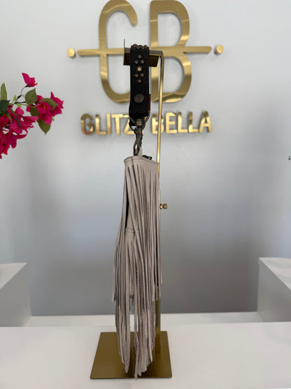 Ivory Fringe Crossbody w/ Brown Strap