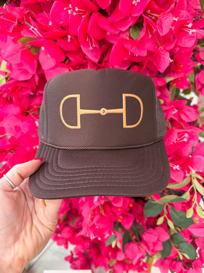 NEW!! Horsebit Trucker Hat in Brown
