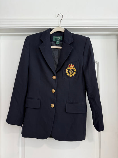 NEW!! Vintage Ralph Lauren Navy Crest Blazer Size 6 Petit