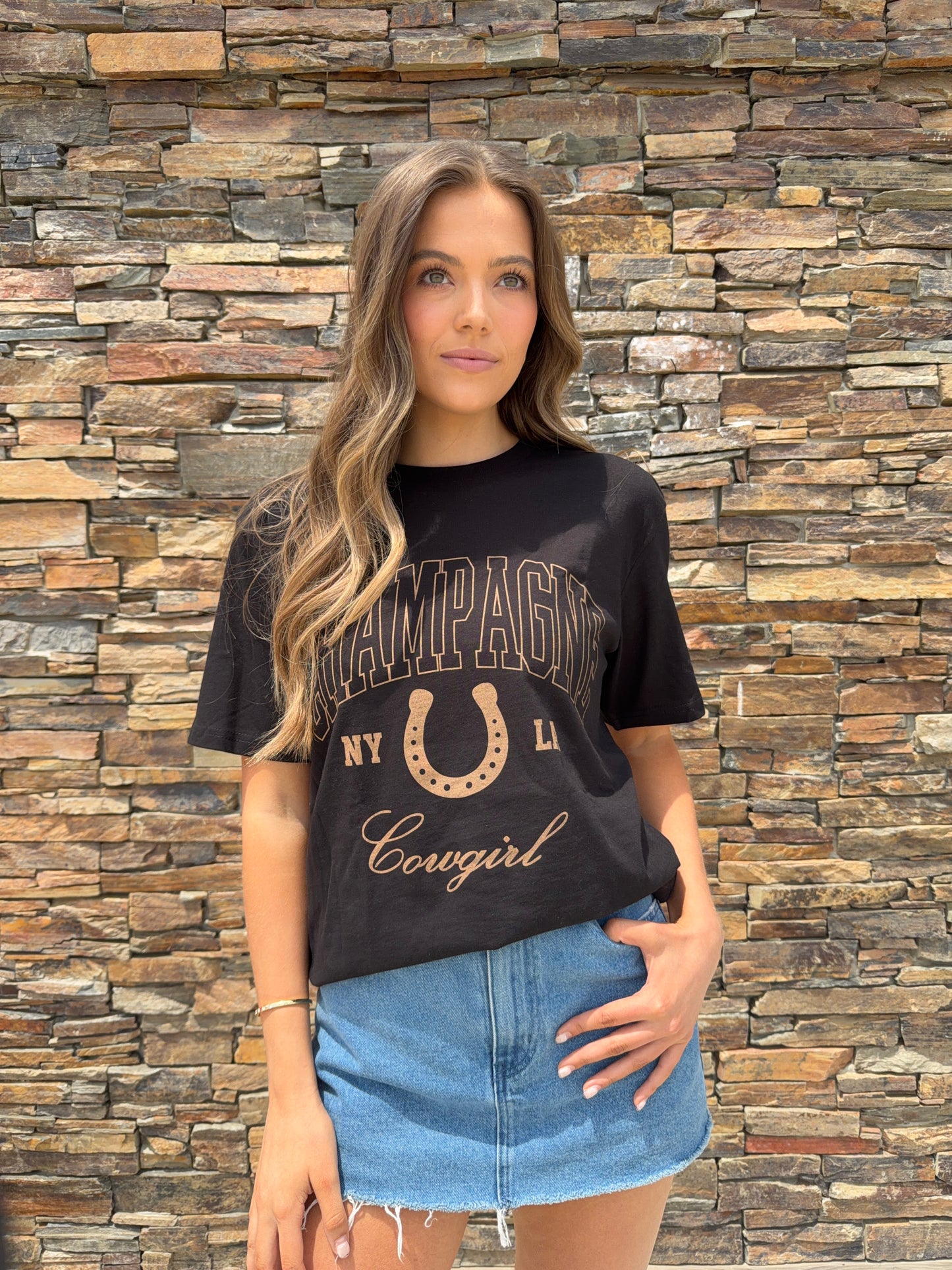 FINAL SALE!! Champagne Cowgirl Graphic Tee