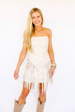 AS SEEN ON MCKINLI!! Rylie Faux Leather Fringe Dress