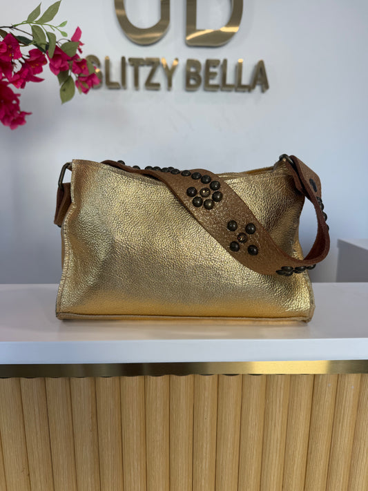 The "Bella" Mini Bag in Gold w/ Gold Strap