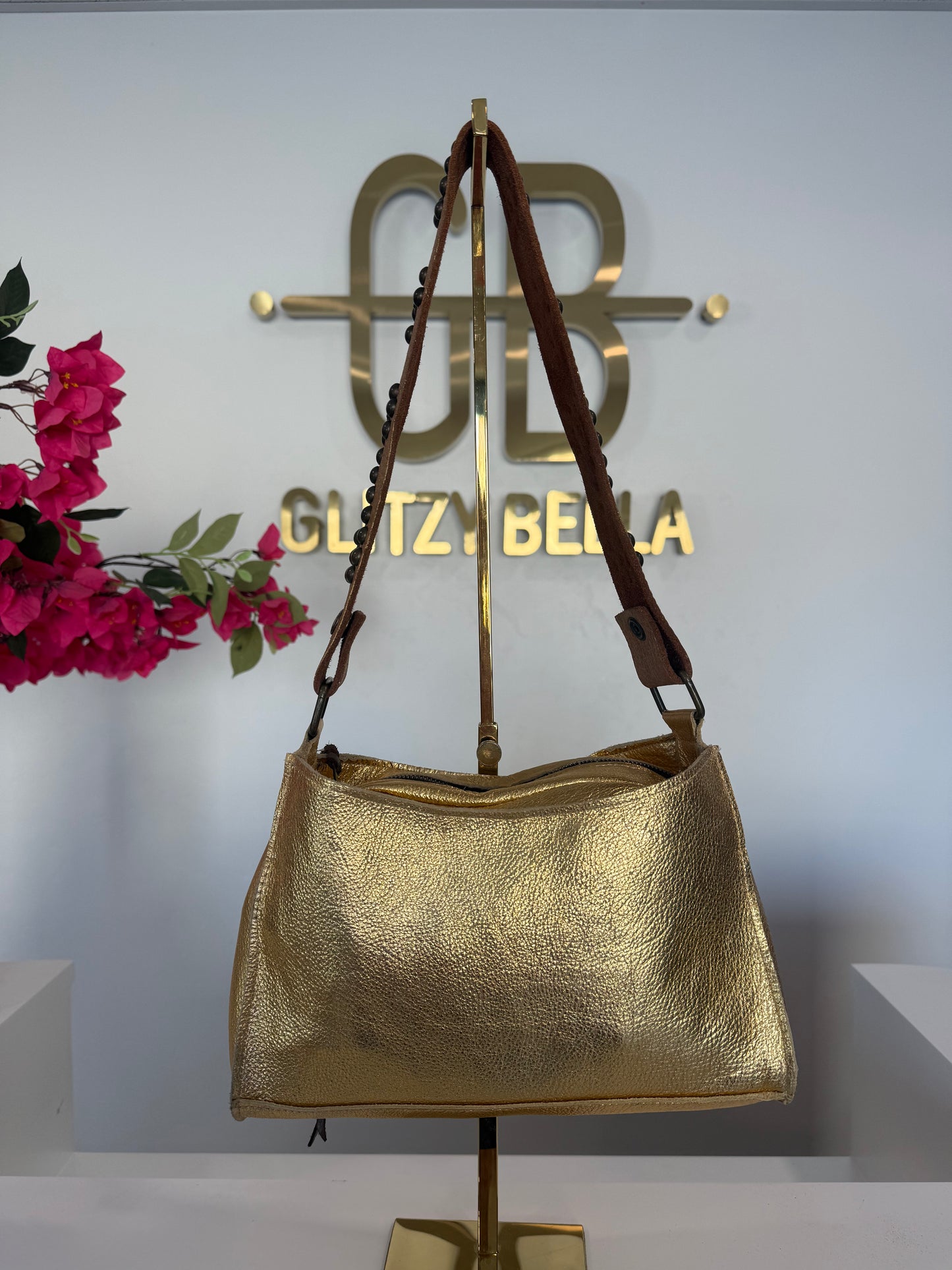 The "Bella" Mini Bag in Gold w/ Gold Strap