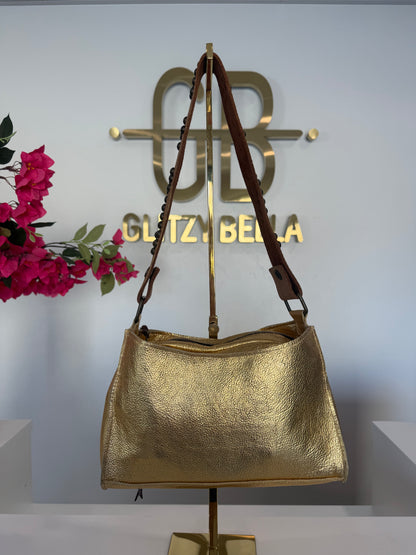 The "Bella" Mini Bag in Gold w/ Gold Strap