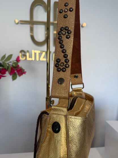 The "Bella" Mini Bag in Gold w/ Gold Strap