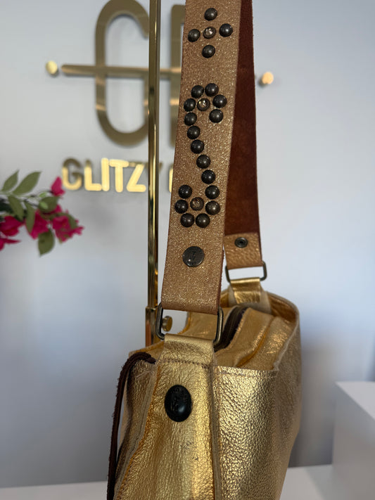 The "Bella" Mini Bag in Gold w/ Gold Strap