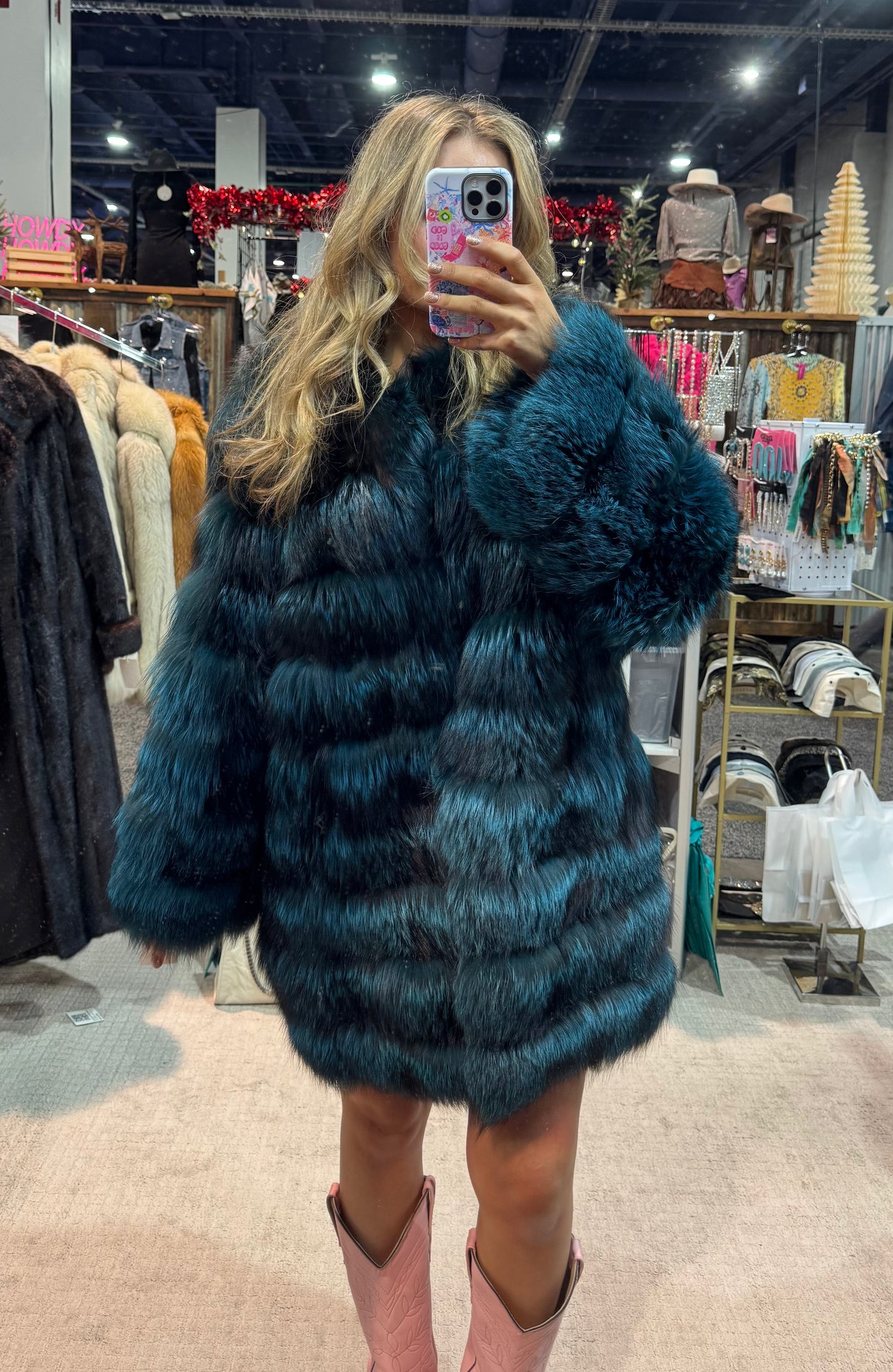 #152 Vintage Dyed Fox Fur Jacket - Size Large
