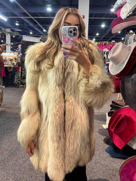 #135 Vintage Fox Fur Jacket Size Medium