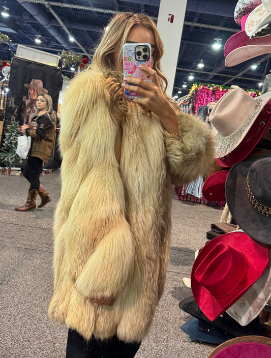 #135 Vintage Fox Fur Jacket Size Medium