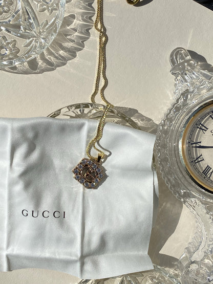 NEW!! Authentic Vintage Crystal G Pendant Necklace in 2 Sizes