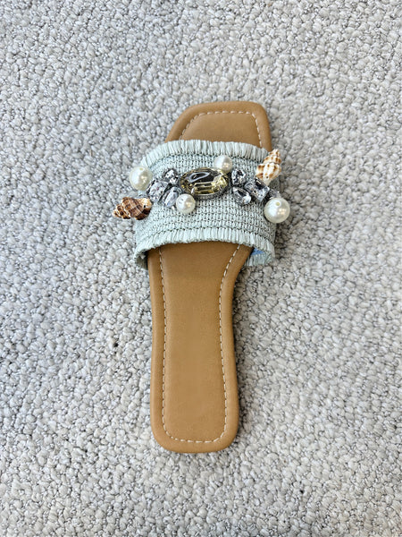 NEW!! "Off the Coast" Seashell Slide in Light Blue