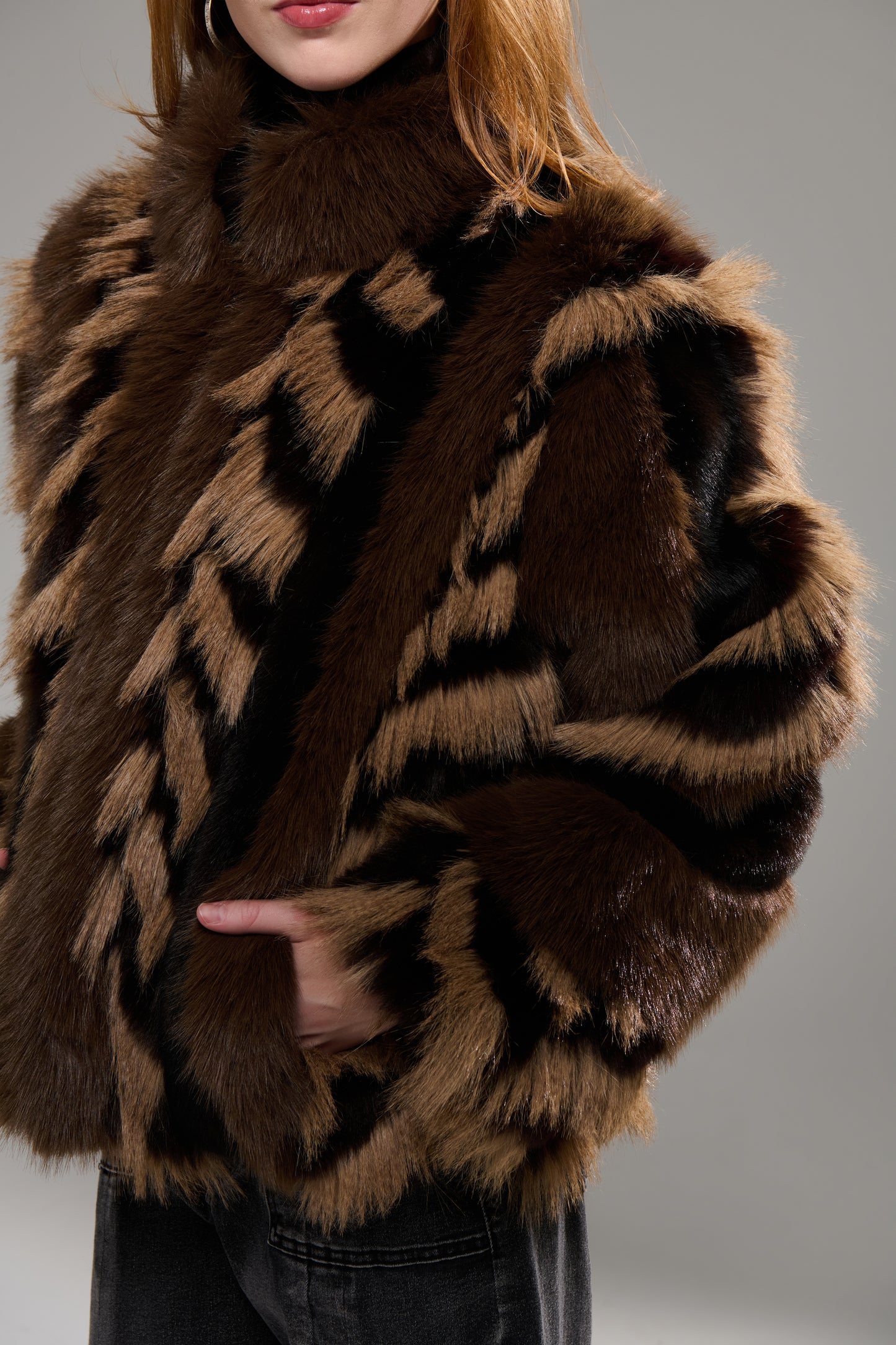 Inez Faux Fur Jacket in Chocolate - PRE ORDER